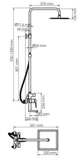 Душева система Wasserkraft Glan 6600 (A16701) черный глянец