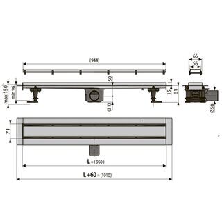 Душевой лоток AlcaPlast APZ13-DOUBLE9-950 (950 мм, с двусторонней решеткой)