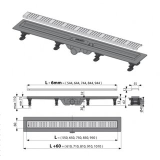 Душевой лоток AlcaPlast APZ10-850M Simple (850 мм) с решеткой