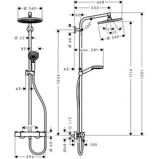 Душевая система Hansgrohe Crometta S 240 1jet Showerpipe EcoSmart 9 л/мин 27268000 (240 мм)