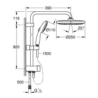 Душевая система Grohe Tempesta Cosmopolitan 250 26675001 хром / белый