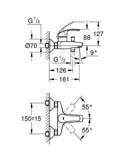 Комплект для ванны Grohe Eurosmart 124458