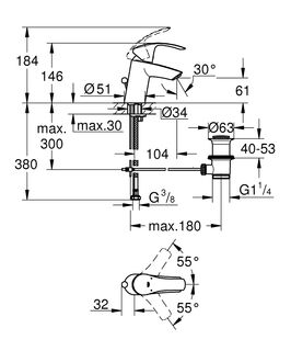 Комплект для ванны Grohe Eurosmart 123576