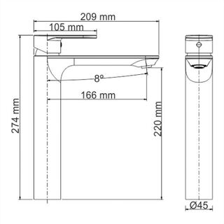 Смеситель для раковины Wasserkraft Mindel 8500 (8503H) с высоким изливом (белый)
