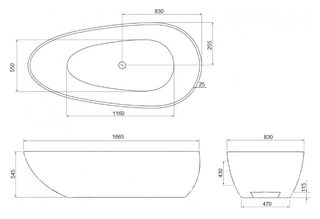 Ванна из искусственного камня Aquastone Bona 166х83