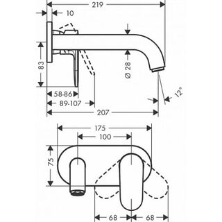 Смеситель для раковины Hansgrohe Vernis Blend (71576670) настенный, матовый черный