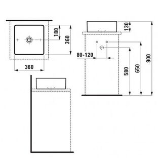 Раковина накладная Laufen Living Square (8.1143.3.000.112.1) (36 см)