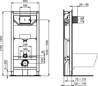 Инсталляция для унитаза Ideal Standard Prosys Frame 120 M R020467 без клавиши смыва