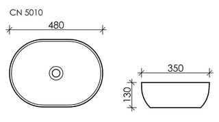 Раковина накладная Ceramicanova Element CN5010 (480*350*130мм)