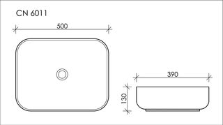 Раковина накладная Ceramicanova Element (CN6011) (50 см) прямоугольная