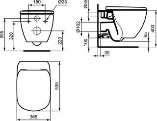 Унитаз подвесной Ideal Standard Tesi (T355101) безободковый микролифт
