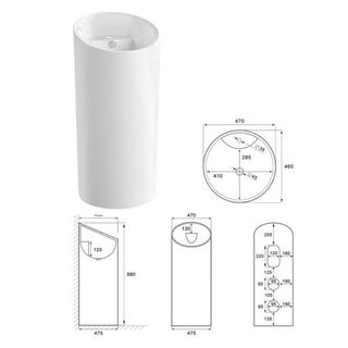 Раковина напольная CeramaLux N (P7030L) (48*48*98 см) белая
