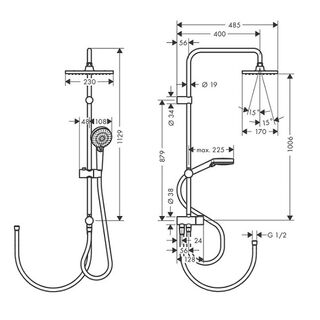 Душевая система Hansgrohe Vernis Shape Showerpipe 230 1jet Reno 26282670 (черный матовый)