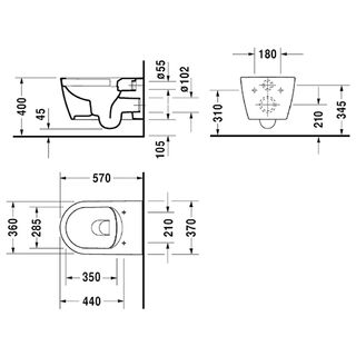 Унитаз подвесной Duravit Me by Starck Rimless (45290900A1) безободковый с микролифтом