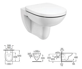 Комплект унитаза с инсталляцией Roca Debba Round Rimless 893104980 с сиденьем SoftClose без клавиши смыва