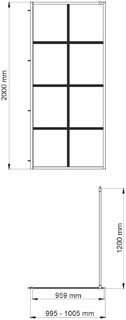 Душевая перегородка WasserKRAFT Glan 66W (66W44) (100x200 см) (профиль черный)
