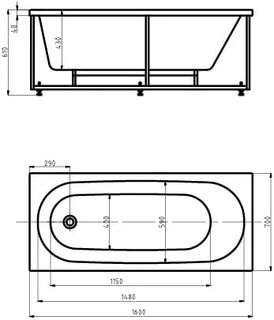 Акриловая ванна Aquatek Оберон 160x70 (OBR160-0000026) с фронтальным экраном (слив слева)