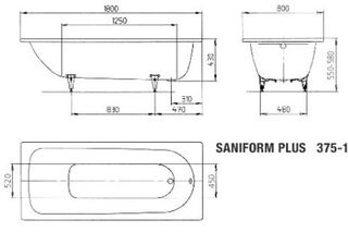 Ванна стальная Kaldewei Saniform Plus 375-1 (112830000001) 180x80 anti-sleap