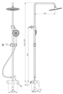 Душевая система Abber Eleganz (AF8316B) с изливом,чёрная