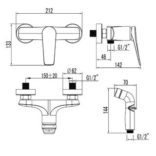 Смеситель с гигиеническим душем Lemark Bronx (LM3718BL) чёрный