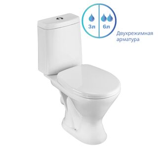Унитаз напольный Santeri Грация (1.P210.3.S00.00B.F) 2-х режимный, сидение полипропилен
