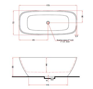Ванна из литого мрамора Gruppo Treesse Brio (V297BL) 170x72 белый глянцевый