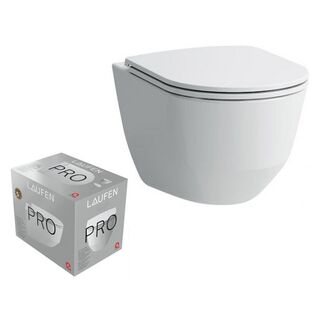 Унитаз подвесной Laufen Pro (8.6695.7.000.000.1) безободковый с тонким сиденьем микролифтом