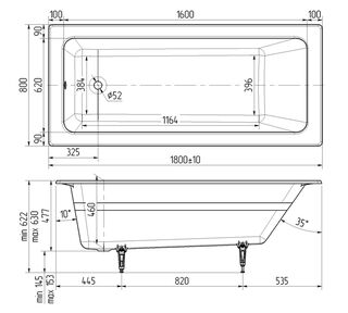 Ванна чугунная Wotte Line Plus 180х80