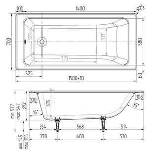 Ванна чугунная Wotte Line 150х70