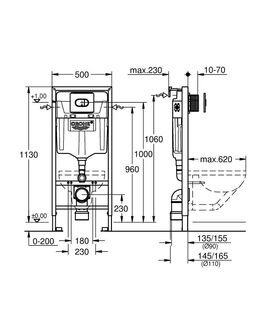 Инсталляция для подвесного унитаза Grohe 38981000 Solido 3 в 1 с клавишей Arena Cosmopolitan
