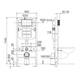 Инсталляция для подвесного унитаза Ceramicanova Envision CN1001W (с клавишей смыва Round, белый)