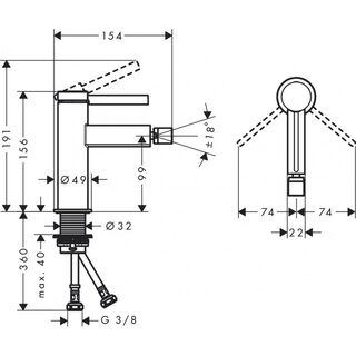 Смеситель для биде Hansgrohe Finoris (76200000) с донным клапаном