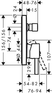 Смеситель для душа Hansgrohe Finoris (76415670) (внешняя часть), матовый черный