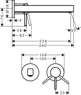 Смеситель для раковины Hansgrohe Finoris 76050700S со скрытой частью (76050700+13622180) настенный, матовый белый