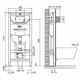 Инсталляция для подвесного унитаза OLI120 Eco Sanitarblock 879236 (механика)