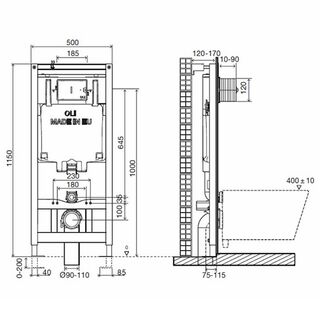 Инсталляция для подвесного унитаза OLI80 ECO Sanitarblock 886914 (механика)
