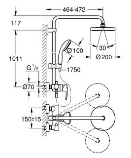 Душевая система Grohe New Tempesta 26244001 хром