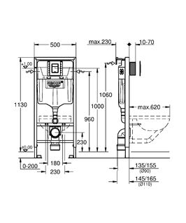 Инсталляция для подвесного унитаза Grohe Rapid SL (39501000) (комплект 3 в 1) уменьшенная клавиша