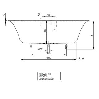Ванна квариловая Villeroy & Boch Subway 3.0 170х75 UBQ170SBW2DV-01 (белый Alpin)