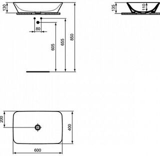 Раковина накладная Ideal Standard Connect Air E034801 (60х40)