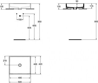 Раковина накладная Ideal Standard Strada K077601 (50x42)