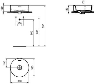 Раковина накладная Ideal Standard Strada II T292901 (38х38)