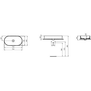 Раковина накладная Ideal Standard Strada II Oval Vessel T298001 (75х40)