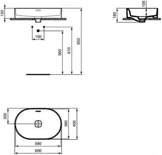 Раковина накладная Ideal Standard Strada II T360401 (60х40)