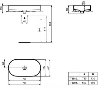 Раковина накладная Ideal Standard Strada T298101 (75х40)