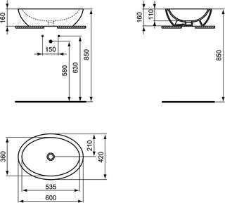 Раковина накладная Ideal Standard Strada K078401 (60х42)