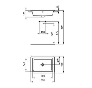 Раковина встаиваемая Ideal Standard Strada II K078001 (59х43)