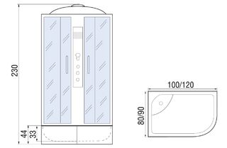 Душевая кабина River Dunay XL 120/80/44 TH R (120х80x230), правая