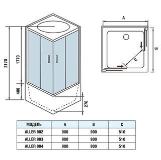 Душевая кабина Welt Wasser Aller 902 90/90 (90х90)