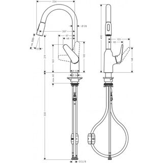 Смеситель для кухни Hansgrohe Focus M42 (71800000) с вытяжным изливом